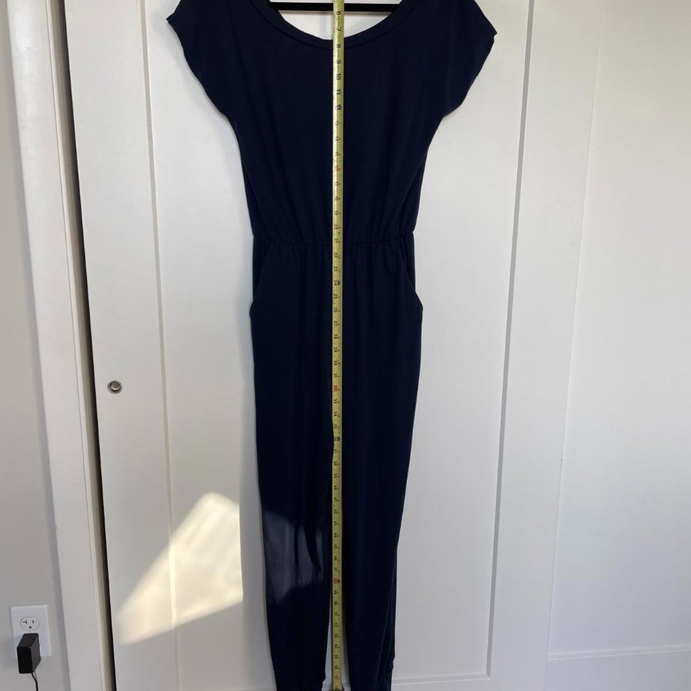 Short Sleeve Cotton Navy Jumpsuit Size S